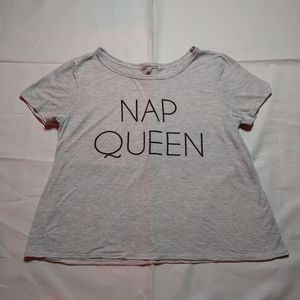 Charlotte Russe Shirt Women's Small Gray Stripe Top Short Sleeve Round Neck Tee